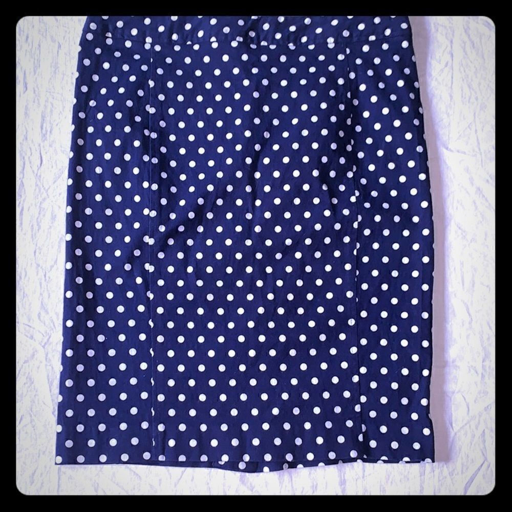 POMELO Navy w White Polka Dot Pencil Skirt-L